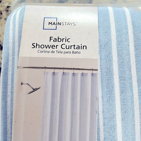 Main Stays Blue White Fabric Shower Curtains 72’ x 72’ New - Picture 2 of 6